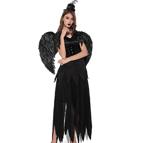 Poachers Vestido para Mujer Manga Corta Vestido de Cosplay de Halloween de ángel Negro para Mujer Vestidos Verano Mujer Tallas Grandes Cortos Vestidos de Fiesta Mujer Sexy