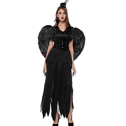 Poachers Vestido para Mujer Manga Corta Vestido de Cosplay de Halloween de ángel Negro para Mujer Vestidos Verano Mujer Tallas Grandes Cortos Vestidos de Fiesta Mujer Sexy