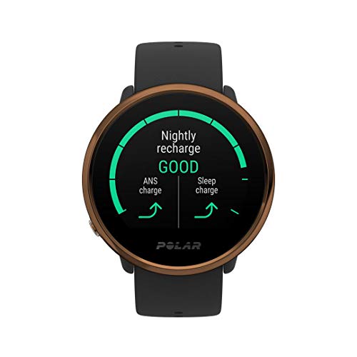 Polar Ignite – Reloj de fitness con GPS integrado, pulsómetro de muñeca, guías de entrenamiento - hombre/mujer- negro/cobre M/L