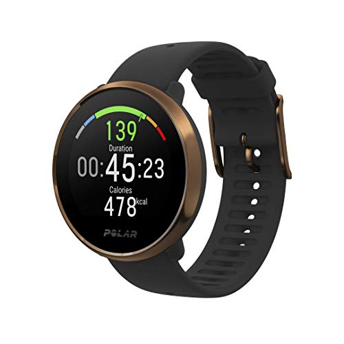 Polar Ignite – Reloj de fitness con GPS integrado, pulsómetro de muñeca, guías de entrenamiento - hombre/mujer- negro/cobre M/L