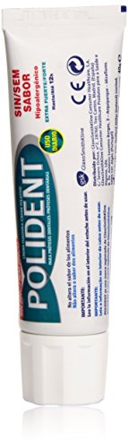 Polident - Crema fijadora para prótesis dentales - Sin sabor - Tubo de 40 ml - [paquete de 6]