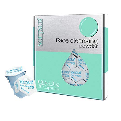 Polvo limpiador facial de enzimas de Softsub, limpieza profunda y exfoliación - limpiar imperfecciones de los poros, piel seca y sensible con ingredientes orgánicos y naturales - 0.014oz, 30 cápsulas.