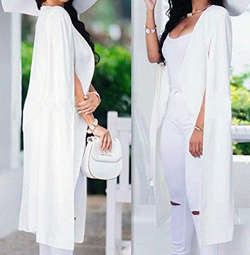Poncho Mujer Elegantes Largos Cardigan Primavera Otoño Hipster Casuales Especial Estilo Anchas Único Abierto Chal Abrigos Chaquetas Color Sólido (Color : Blanco, Size : SG)