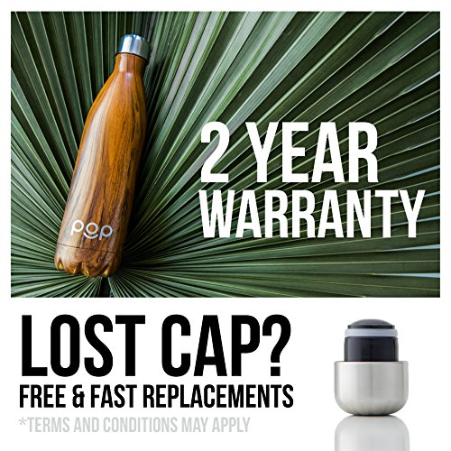 POP Design Botella de Agua, Mantiene Bebidas frías por 24h y Calientes por 12h, Acero Inoxidable con Aislamiento en vacío, Tapón Anti Goteo y Anti Sudor, Libre de BPA, 750 ML, Zebrana