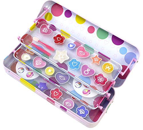 POP GIRL Color Tin - Estuche de Maquillaje - Set de Maquillaje para Niñas - Juguetes Niñas - Selección de Productos Seguros en un Estuche con 3 Pisos