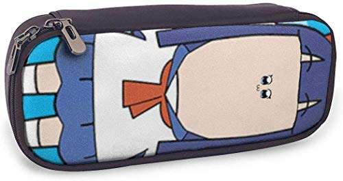 Pop Team Epic Blue Halo Estuche para lápices de cuero de alta capacidad Estuche para lápices para niños, adolescentes, adultos, estudiantes Estuche para papelería Bolsas funcionales Maquillaje con do