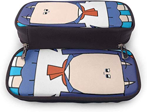 Pop Team Epic Blue Halo Estuche para lápices de cuero de alta capacidad Estuche para lápices para niños, adolescentes, adultos, estudiantes Estuche para papelería Bolsas funcionales Maquillaje con do