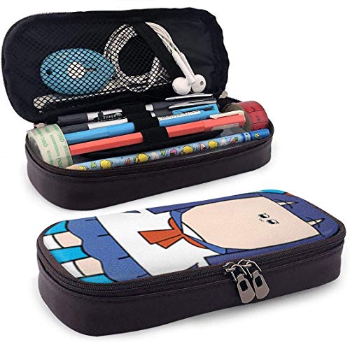 Pop Team Epic Blue Halo Estuche para lápices de cuero de alta capacidad Estuche para lápices para niños, adolescentes, adultos, estudiantes Estuche para papelería Bolsas funcionales Maquillaje con do