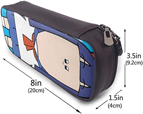 Pop Team Epic Blue Halo Estuche para lápices de cuero de alta capacidad Estuche para lápices para niños, adolescentes, adultos, estudiantes Estuche para papelería Bolsas funcionales Maquillaje con do