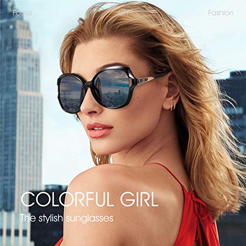 PORPEE Gafas de Sol Mujer Polarizadas, 2020 Gafas de Sol Moda con Tecnología de Incrustación de Diamante - Lente de Nylon Polarizado | UV400 Protection | Resistencia al Deslumbramiento