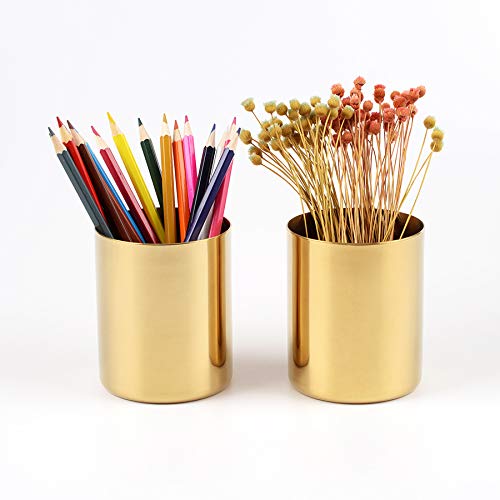 Portalápices organizador de escritorio, soporte dorado para bolígrafos, contenedor de papelería de escritorio, jarrones de mesa, maceta de flores,acero inoxidable, color dorado