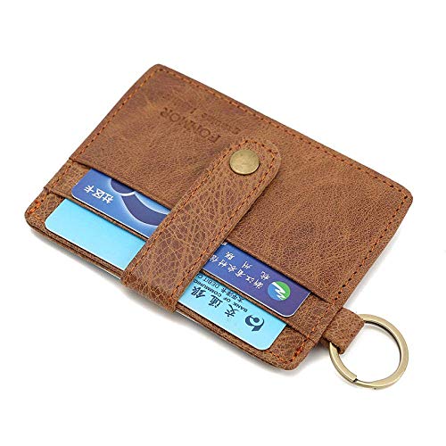 Portatarjetas con hebilla de cuero para hombres Crazy Horse Leather Retro Card Holder Monedero monedero ligero café _10,5 x 8 x 1 cm SHIYUE marrón claro 10.5*8*1cm