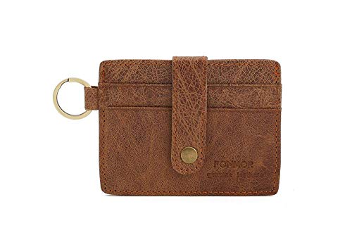 Portatarjetas con hebilla de cuero para hombres Crazy Horse Leather Retro Card Holder Monedero monedero ligero café _10,5 x 8 x 1 cm SHIYUE marrón claro 10.5*8*1cm