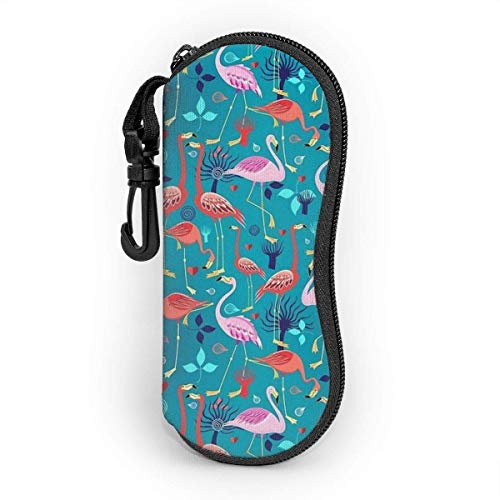 Portátil Gafas De Sol Estuche,Funda De Gafas Con Mosquetón,Hombres Mujeres Estuche Para Gafas,Estuche Para Gafas De Sol Con Cremallera De Neopreno Ultraligero Flamingo De Pareja Romántica