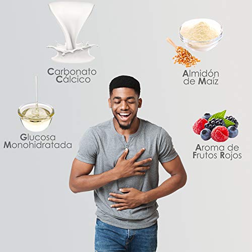 Potente antiácido y antirreflujo estomacal | Inhibe el ácido gástrico y protege el estómago | Mejora la salud del sistema digestivo | Alivio rápido y duradero | 60 masticables sabor frutos rojos