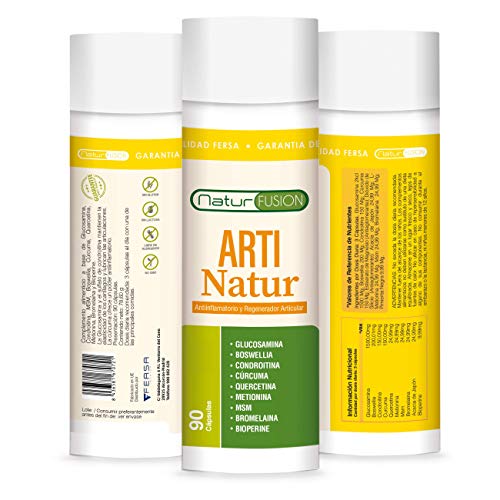 Potente Cúrcuma + Condroitina + Glucosamina + Bioperina Pura | Elimina dolores en músculos, articulaciones y huesos | Antiinflamatoria Natural con acción analgésica y regeneradora | 90 Caps.