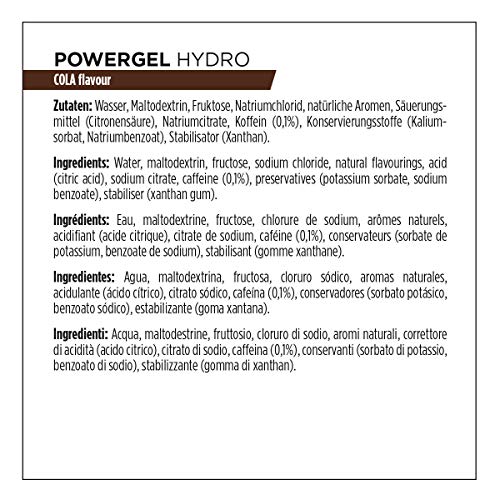 PowerBar PowerGel Hydro Cola 24x67ml - Gel Energético de Alto Carbono + C2MAX Magnesio y Sodio + 100mg Cafeína