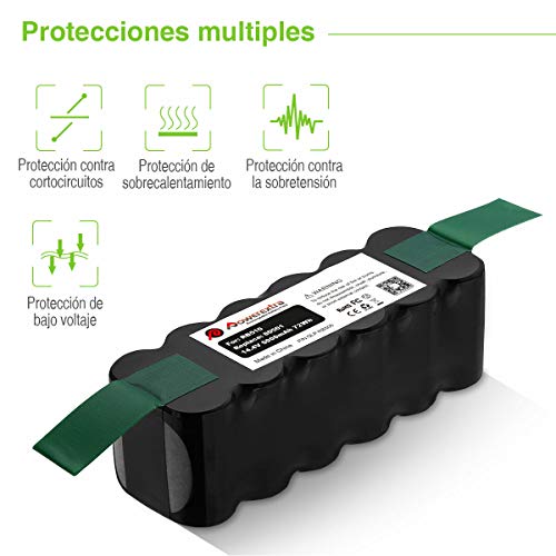 Powerextra Batería de Reemplazo para iRobot Roomba 4500mAh Ni-MH 14.4V Batería Series 510 530 535 540 550 560 570 580 610 760 770 780 800 870(con 1 par de cepillos de rodillos)
