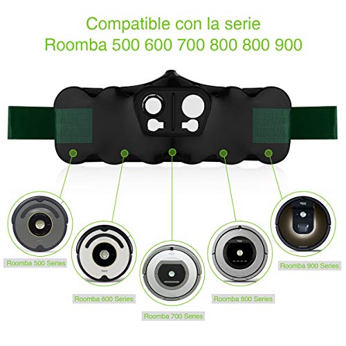 Powerextra Batería de Reemplazo para iRobot Roomba 4500mAh Ni-MH 14.4V Batería Series 510 530 535 540 550 560 570 580 610 760 770 780 800 870(con 1 par de cepillos de rodillos)