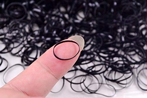 PPX Paquete de 4000 Mini Gomas de Pelo Coletero Elástico Banda de Pelo Suave Negro/Transparente para Pelo de Niñas, Dreadlocks Pequeños, Peinado de Boda y Más
