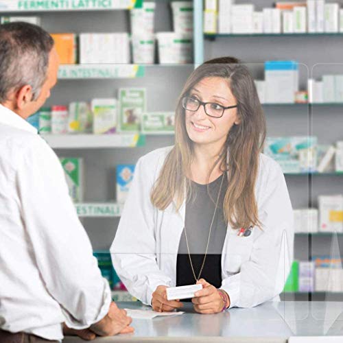 Práctico Protector de recepción Transparente, con pequeña Apertura Panel Protector contra estornudos Escudo de protección Plexiglás Transparente para Salones de manicura/Tiendas minoristas/caje