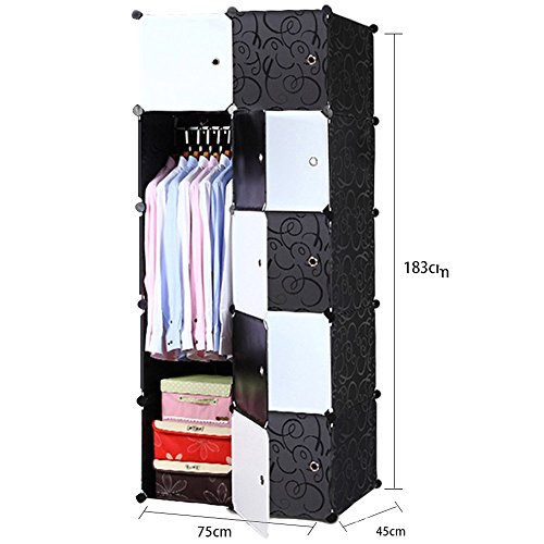 PREMAG Armario portátil para Colgar la Ropa, ropero Combinado, Armario Modular para Ahorrar Espacio, Ideal Organizador de Almacenamiento Cubo para Libros, Juguetes, Toallas (10-Cube)