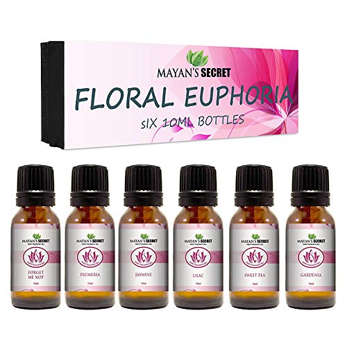 Premium Grade Fragrance Oil- Floral Euphoria- Gift Set 6/10ml,Forget me not, Plumeria, Jasmine, Lilac, Sweet Pea, Gardenia