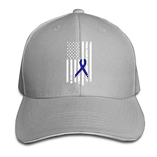 Presock Gorra De Béisbol,Gorro/Gorra Unisex Colon Cancer Awareness Flag Adult Adjustable Snapback Hats Dad Hat
