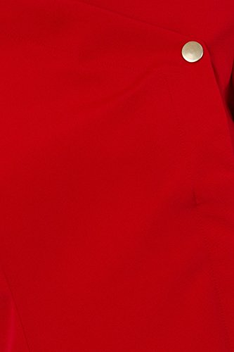 Press Stud Salon Tunic - Belleza Peluquería Masaje Terapeuta SPA Salud Trabajo Uniforme de uñas - Roja - 14