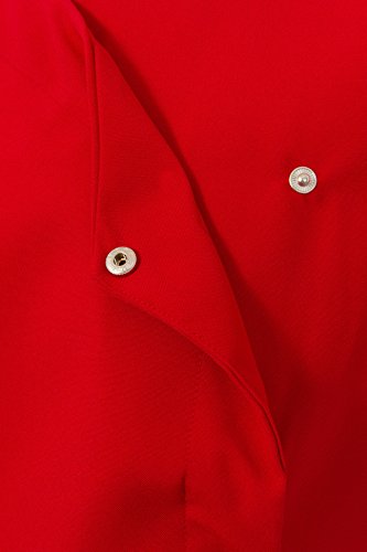 Press Stud Salon Tunic - Belleza Peluquería Masaje Terapeuta SPA Salud Trabajo Uniforme de uñas - Roja - 14