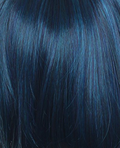 Prettyland C1498 - lisa natural mate BOB peluca de pelo corto medio largo en tonos verde pavo real Negro Azul turquesa