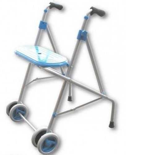 PRIM | Andador para ancianos de aluminio | Con ruedas dobles delanteras y asiento | Regulable en altura con puños anatómicos | Materiales de primera calidad | 100% seguro