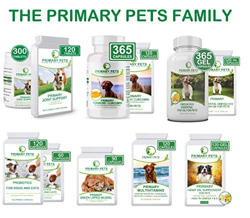 Primary Pets Suplemento Multivitamínico para Perros. 120 Cápsulas. Complejo de Vitamina B, Vitamina C. Omega 3 y glucosamina