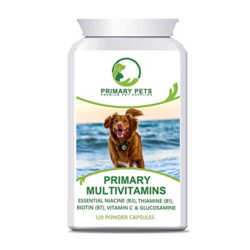 Primary Pets Suplemento Multivitamínico para Perros. 120 Cápsulas. Complejo de Vitamina B, Vitamina C. Omega 3 y glucosamina