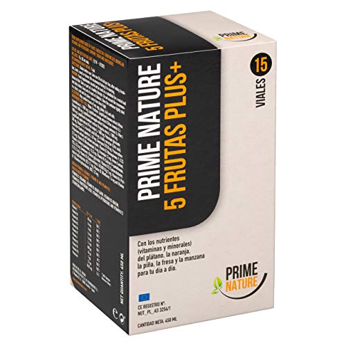 PRIMENATURE 5 Frutas Plus. Vitaminas para las defensas y el sistema inmune en un solo vial líquido diario. Vitamina C, D3, grupo B, K2. 15 x30ml