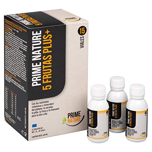 PRIMENATURE 5 Frutas Plus. Vitaminas para las defensas y el sistema inmune en un solo vial líquido diario. Vitamina C, D3, grupo B, K2. 15 x30ml