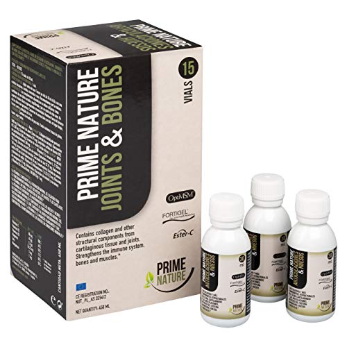 PRIMENATURE Articulaciones y Huesos. Complemento alimenticio en un vial líquido diario. Suplemento de Colágeno Hidrolizado Magnesio Vitamina C Ácido Hialurónico MSM Glucosamina Condroitina etc, etc.