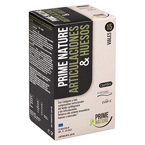 PRIMENATURE Articulaciones y Huesos. Complemento alimenticio en un vial líquido diario. Suplemento de Colágeno Hidrolizado Magnesio Vitamina C Ácido Hialurónico MSM Glucosamina Condroitina etc, etc.