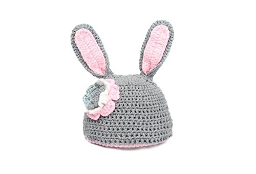 Primi bébé Lovely Gris Style de lapin tricoté Chapeau Ensemble pantalon et petit Costume Photographie Vêtements