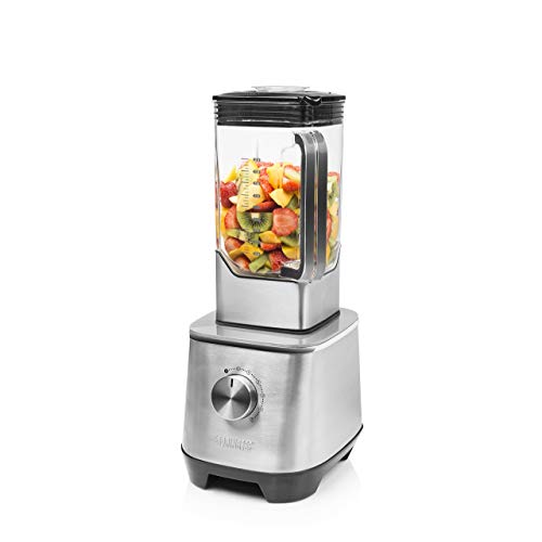 Princess 219500 Potente Batidora de 2000 W con jarra tritan de 2 litros libre de BPA, 6 programas automáticos, apta para picar hielo, Acero inoxidable