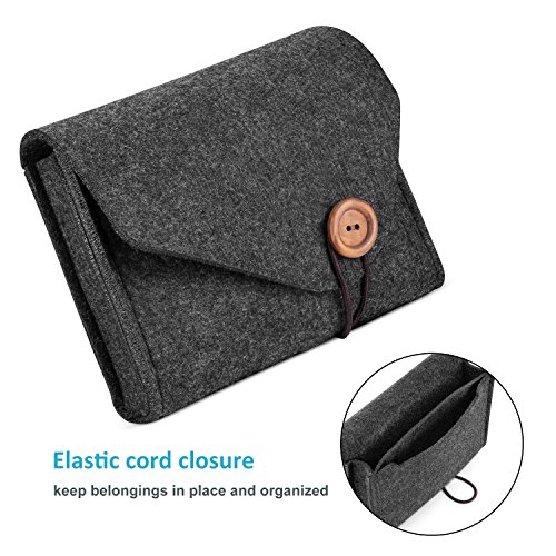 ProCase Bolsa Fieltro para Accesorios Electrónicos, Bolsa Pequeña Organizadora para Fuente de Alimentación Adaptador Cargador Ratón Móvil SSD HHD - Negro