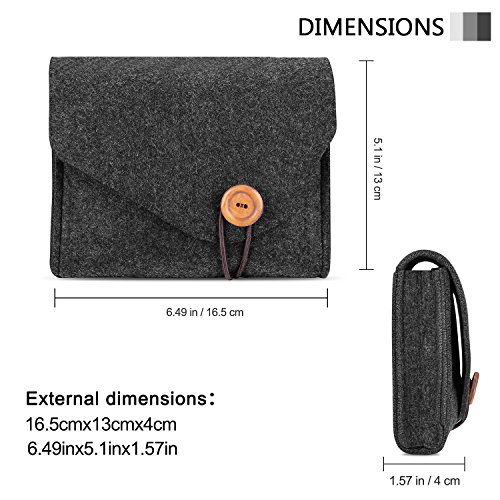 ProCase Bolsa Fieltro para Accesorios Electrónicos, Bolsa Pequeña Organizadora para Fuente de Alimentación Adaptador Cargador Ratón Móvil SSD HHD - Negro