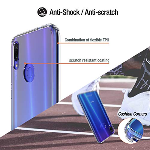 ProCase Funda Transparente Rígida Xiaomi Redmi Note 7/Note 7 Pro/Note 7S, Carcasa Dura Híbrida Ultra Fina con Marco Biselado Borde Antideslizante, Estcuhe Plástico Antigolpes Antiarañazos
