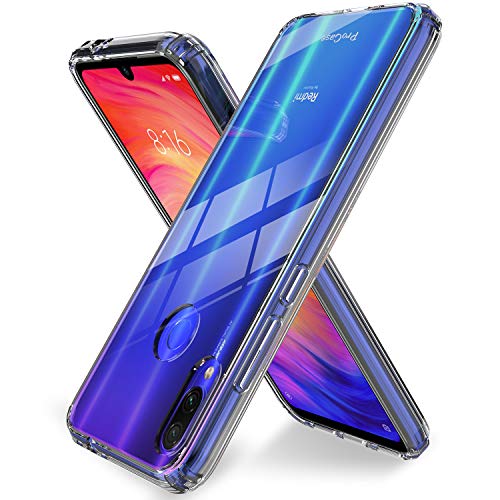 ProCase Funda Transparente Rígida Xiaomi Redmi Note 7/Note 7 Pro/Note 7S, Carcasa Dura Híbrida Ultra Fina con Marco Biselado Borde Antideslizante, Estcuhe Plástico Antigolpes Antiarañazos