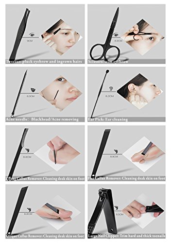 Profesional Cortaúñas Acero Inoxidable Grooming Kit - Set de 15 Piezas para Manicura y Pedicura Limpiador Cutícula con Bonita Caja (Amarillo)