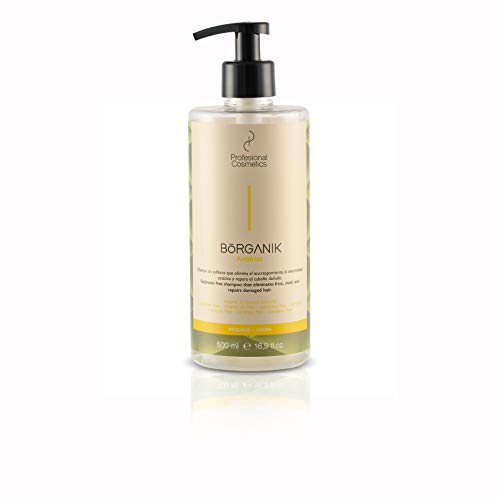 Profesional Cosmetics Borganik Antifrizz Shampoo - Champú sin sulfatos 3 en 1 para pelo encrespado - 500 ml.