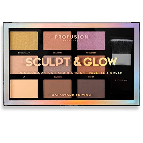 Profusion Cosmetics - Paleta de colores y Contornos De 9 Colores, Sculpt & Glow - Goldstone