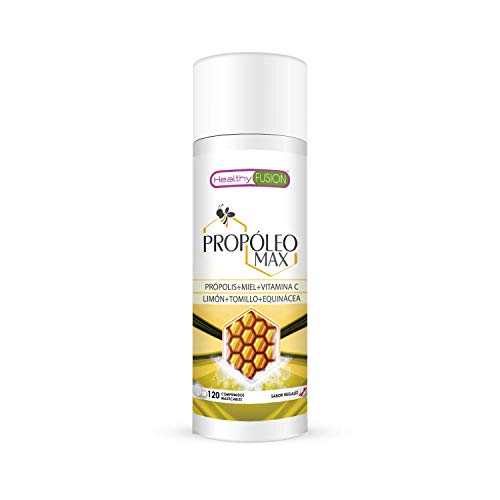 Propóleo puro masticable con miel, vitamina C y tomillo | Con equinácea | Aumenta tus defensas y protege el sistema inmunológico | Propiedades antibacterianas y antibióticas | 120 comprimidos