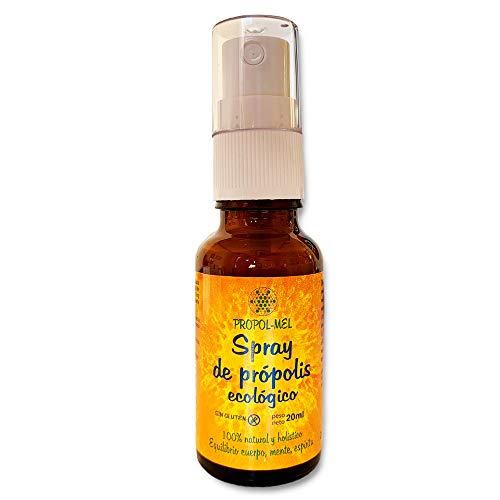 Propoleo spray garganta - 20 ml - BIO. Contribuye al bienestar de la garganta. Boca fresca gracias a su composición: propolis, miel, romero, eucalipto y limón.