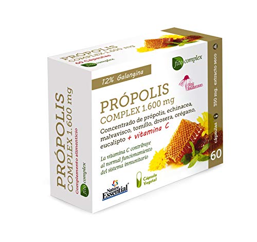 Própolis complex 1.600 mg 60 cápsulas con echinácea, malvavisco, tomillo, drosera, vitamina C, eucalipto y orégano.
